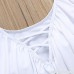 Paymenow Women's Plus Size Solid Color Ruffled High Waisted Swimsuit Bathing Suits Bikini Set White B07B48MSJ5